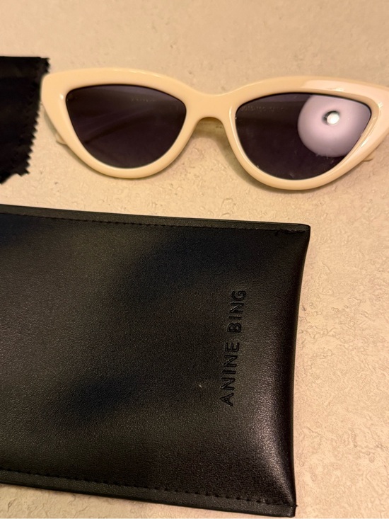 Anine Bing Cream Frame Sunglasses with Black Lenses main image 4